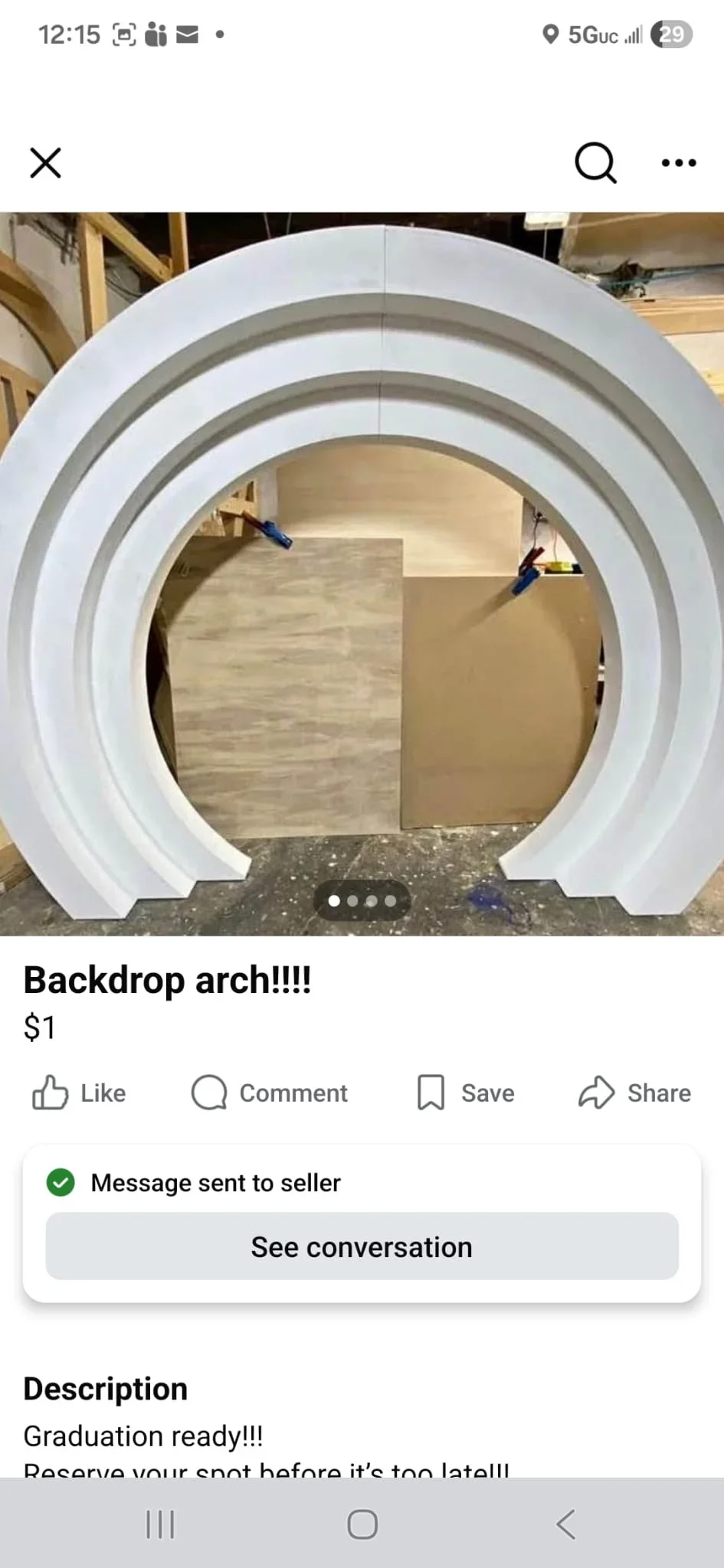 White curved drywall arch with concentric rings framing interior doorway